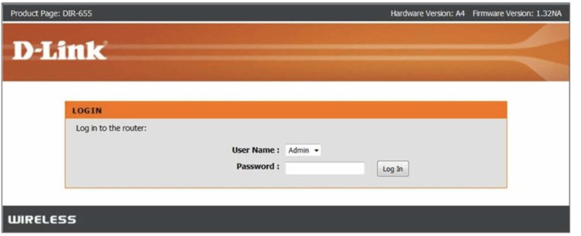 صفحة تسجيل الدخول الى الإعدادات لراوتر D-link