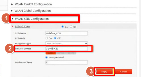 اكتب كلمة سر الجديدة  خلال قسم "WPA Passphrase".