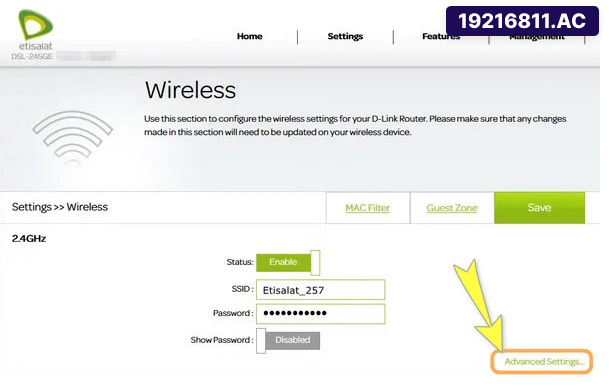 اضغط على Advanced Settings.