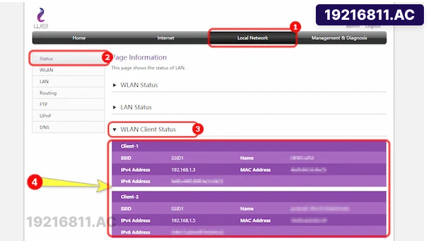 معرفة الاجهزة المتصلة بالراوتر WE إصدار H168N 